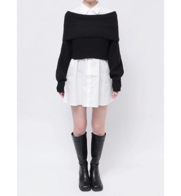 MURUA「オフショルニット&times;ミニシャツワンピSET」|ワンピース|