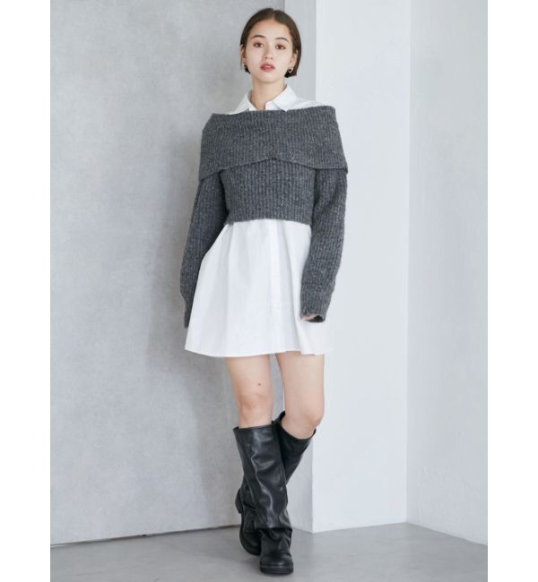 MURUA「オフショルニット&times;ミニシャツワンピSET」|ワンピース|