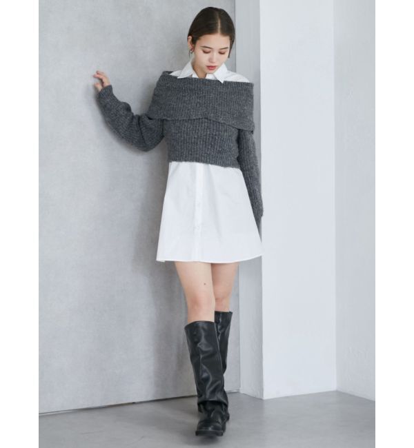 MURUA「オフショルニット&times;ミニシャツワンピSET」|ワンピース|