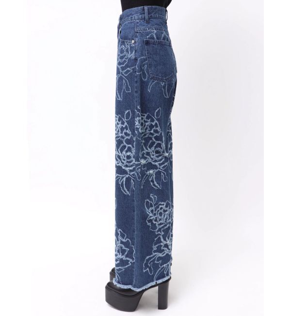 MURUA「ダメージフラワーワイドデニム」|デニム|