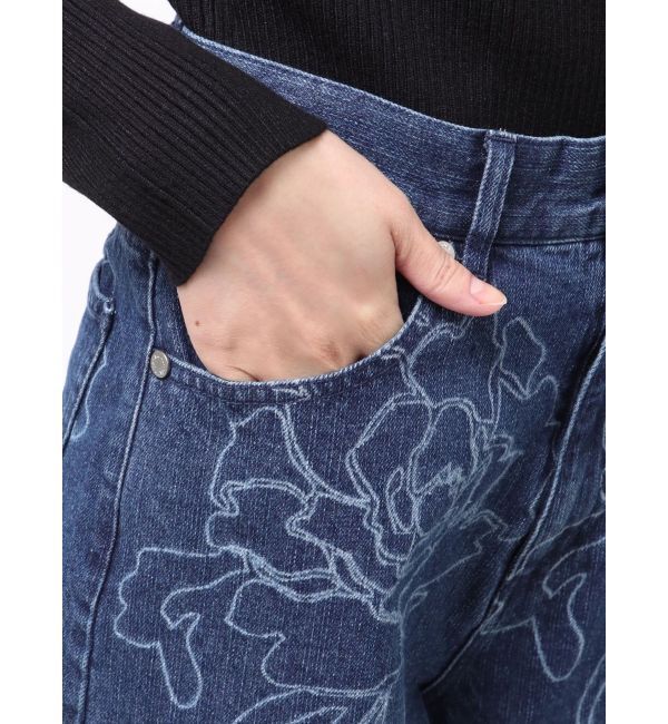 MURUA「ダメージフラワーワイドデニム」|デニム|