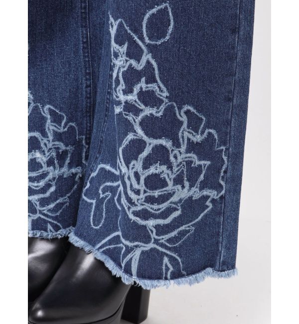 MURUA「ダメージフラワーワイドデニム」|デニム|