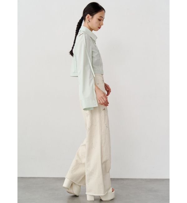 MURUA「ダメージフラワーワイドデニム」|デニム|