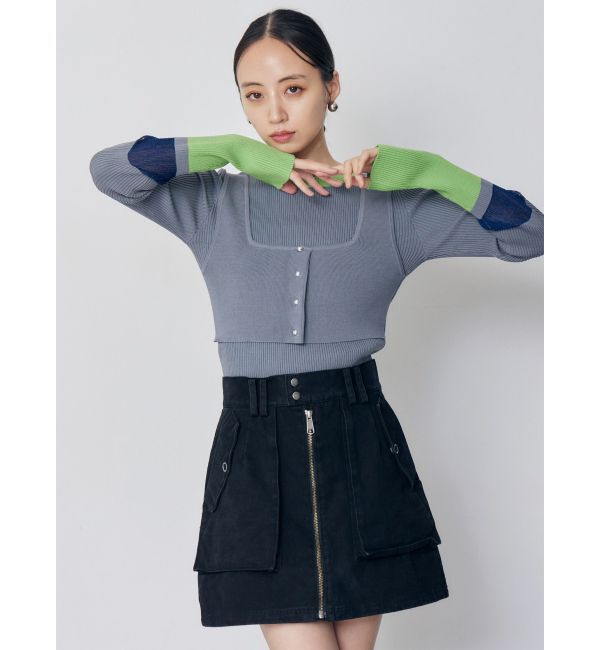 MURUA「バイカラーレイヤードニット」|ニット・セーター|