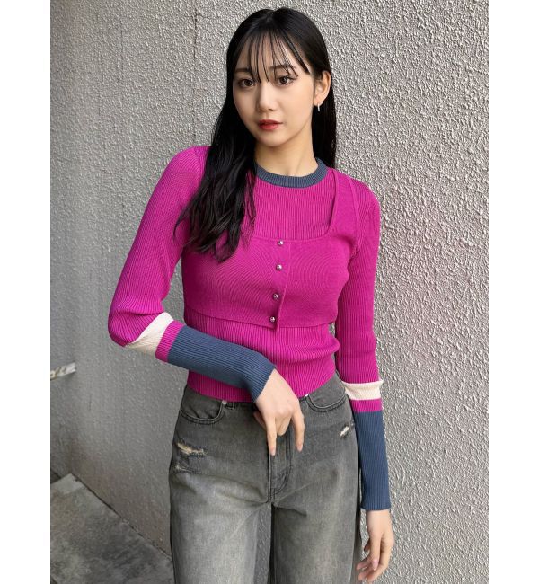 MURUA「バイカラーレイヤードニット」|ニット・セーター|