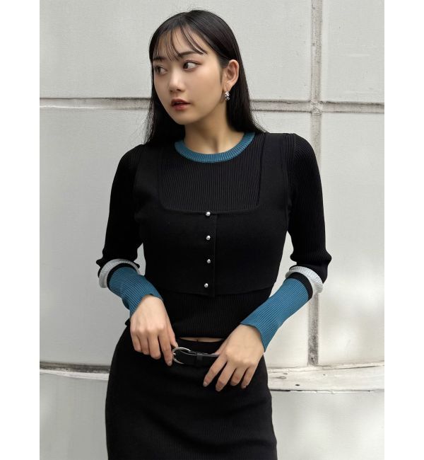 MURUA「バイカラーレイヤードニット」|ニット・セーター|