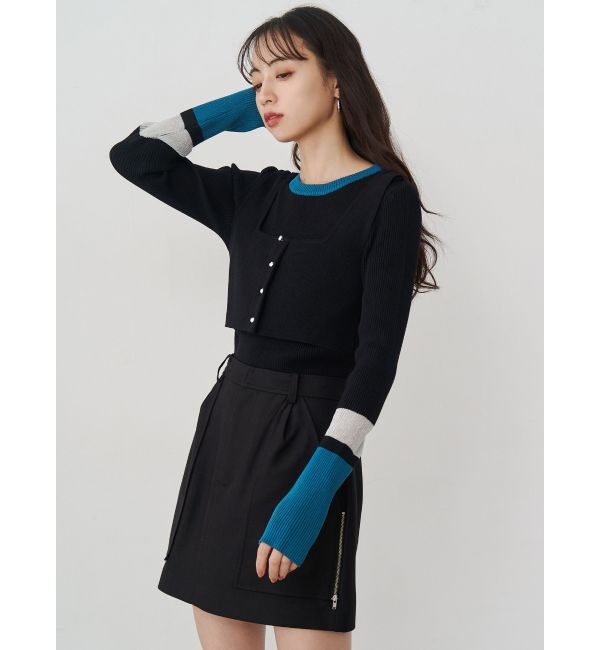 MURUA「バイカラーレイヤードニット」|ニット・セーター|