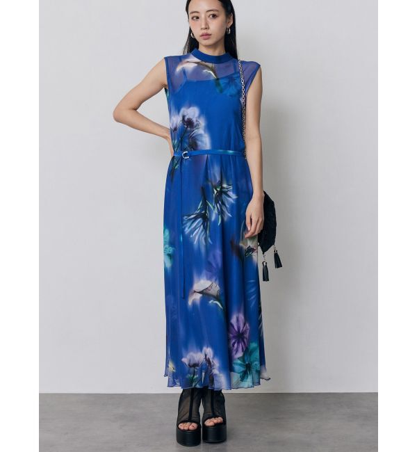 MURUA「ブラーフラワーワンピース」|ワンピース|ブルー