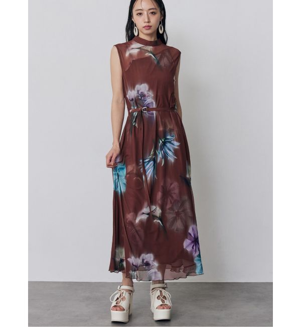 MURUA「ブラーフラワーワンピース」|ワンピース|ブラウン