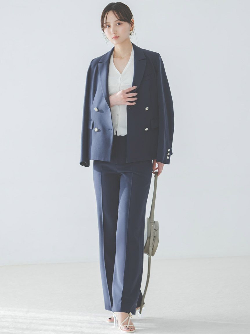 SNIDEL「Sustainableハイウエストストレートパンツ」|チノ|NVY