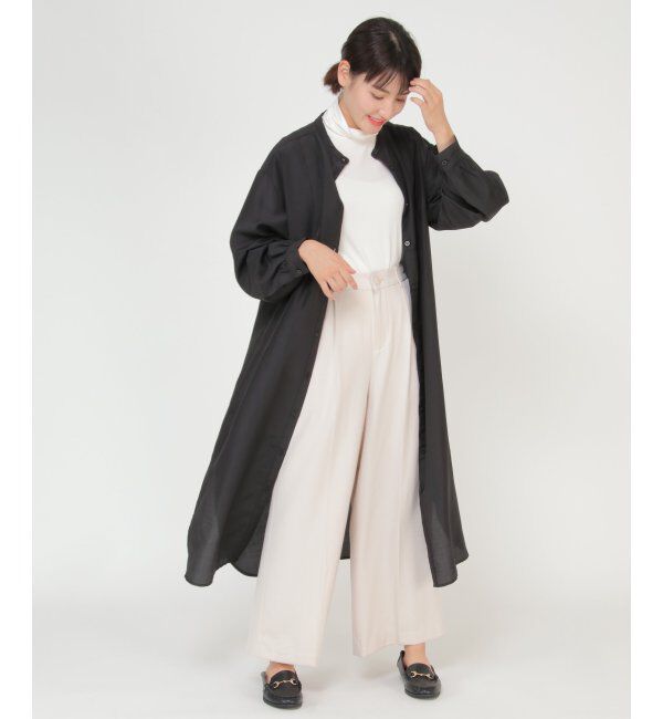 ikka「バックスリットシアシャツワンピース」|その他|ブラック