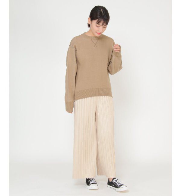 ikka「ダブルフェイススウェットライクニット」|プルオーバー|