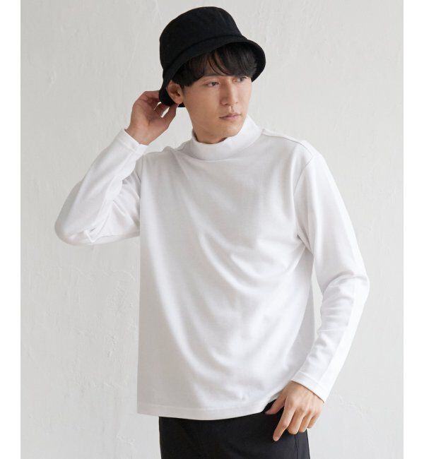 IKKA LOUNGE「ポンチモックネックロンT」|Tシャツ・カットソー|ホワイト