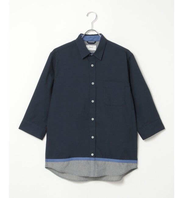 ikka「7分袖オックス裾切り替えシャツ」|シャツ・ブラウス|