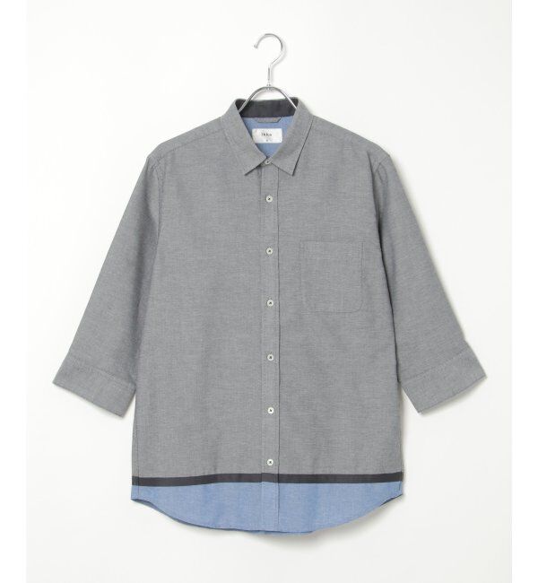 ikka「7分袖オックス裾切り替えシャツ」|シャツ・ブラウス|
