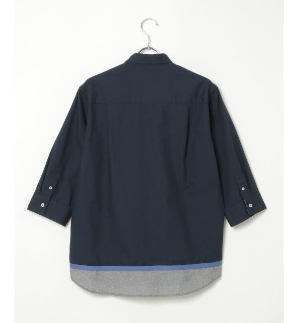 ikka「7分袖オックス裾切り替えシャツ」|シャツ・ブラウス|