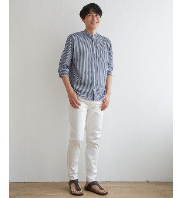 ikka「7分袖イージーケアバンドカラーシャツ」|シャツ・ブラウス|