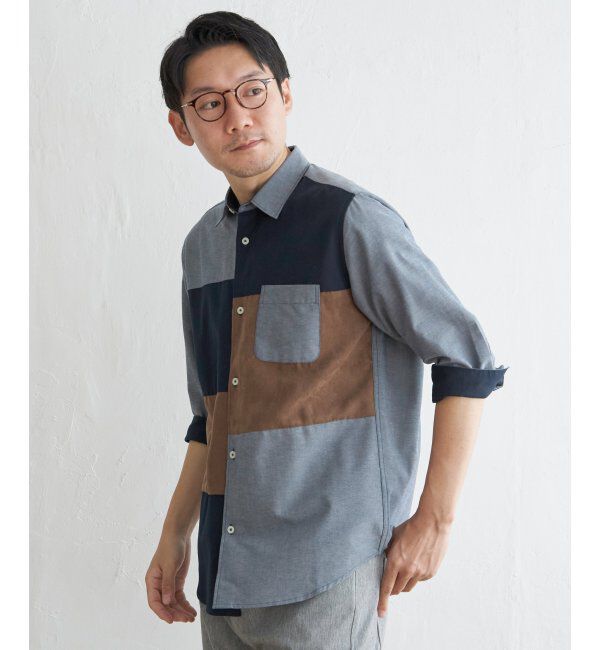 ikka「７ブブロックススエードキリカエＳＨ」|シャツ・ブラウス|