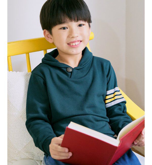 ikka kids「コンチョボタンショール襟トレーナー（120~160cm）」|Tシャツ・カットソー|グリーン