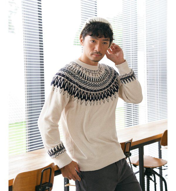 ikka「モール求心柄ニット」|プルオーバー|