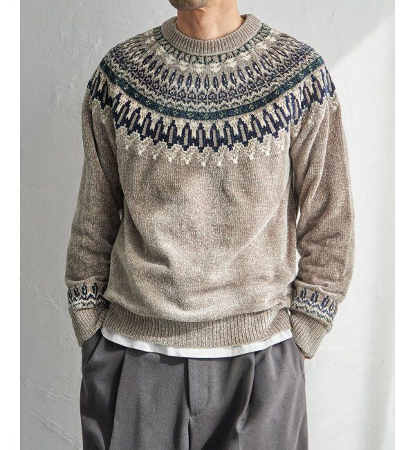 ikka「モール求心柄ニット」|プルオーバー|グレー