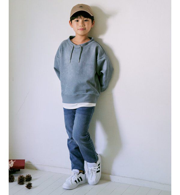 ikka kids「【親子おそろい】GOKU楽フェイクスエードルーイカラーレイヤードプルオーバー（120~160cm）」|Tシャツ・カットソー|