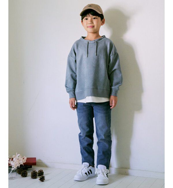 ikka kids「【親子おそろい】GOKU楽フェイクスエードルーイカラーレイヤードプルオーバー（120~160cm）」|Tシャツ・カットソー|