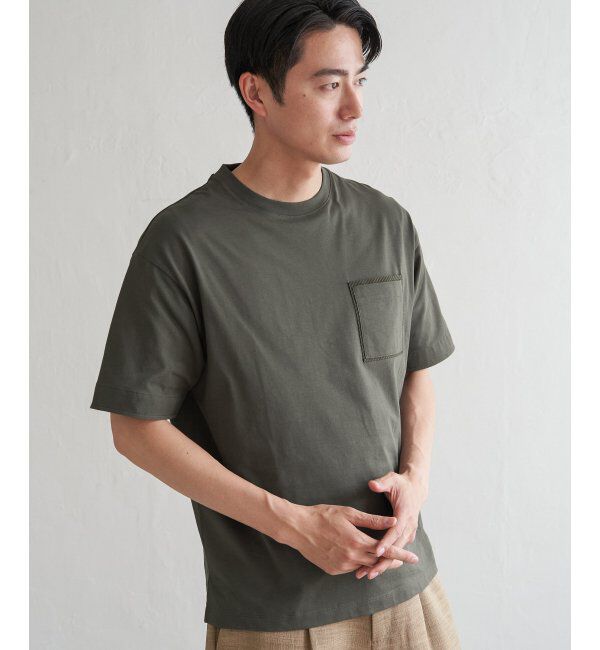 ikka「ストライプMIXポケットTシャツ」|Tシャツ・カットソー|