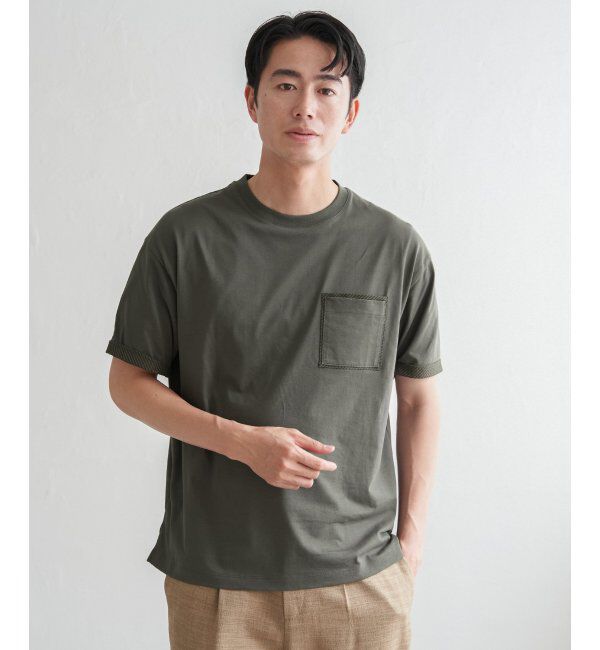 ikka「ストライプMIXポケットTシャツ」|Tシャツ・カットソー|