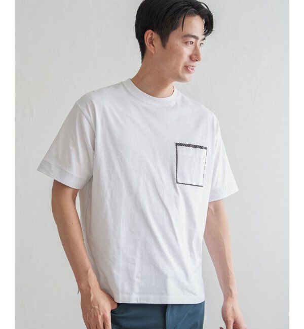 ikka「ストライプMIXポケットTシャツ」|Tシャツ・カットソー|