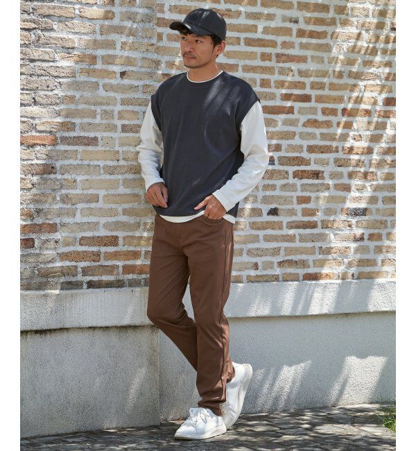 ikka「モール鹿の子フェイクベストロンT」|Tシャツ・カットソー|