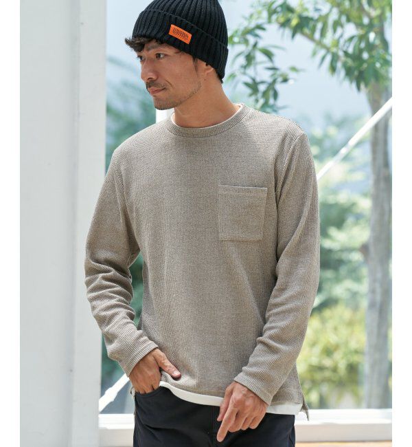 ikka「メランジワッフルポケフェイクロンＴ」|Tシャツ・カットソー|ベージュ