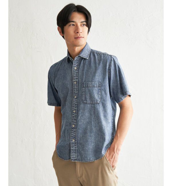 ikka「インディゴレイカンスイスカラーシャツ」|シャツ・ブラウス|ブルー