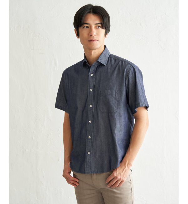 ikka「インディゴレイカンスイスカラーシャツ」|シャツ・ブラウス|ネイビーブルー