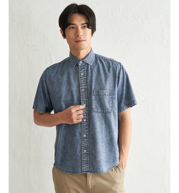 ikka「インディゴレイカンスイスカラーシャツ」|シャツ・ブラウス|