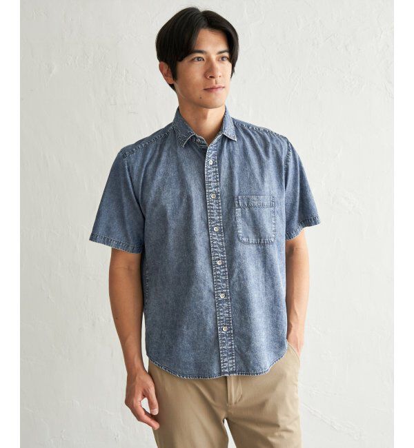 ikka「インディゴレイカンスイスカラーシャツ」|シャツ・ブラウス|