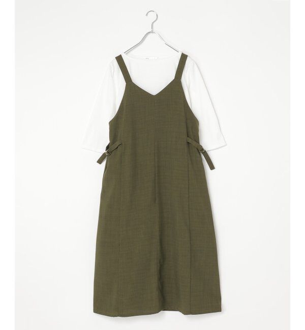 ikka「【2点セット】サイドバックルジャンスカセット」|ワンピース|カーキ