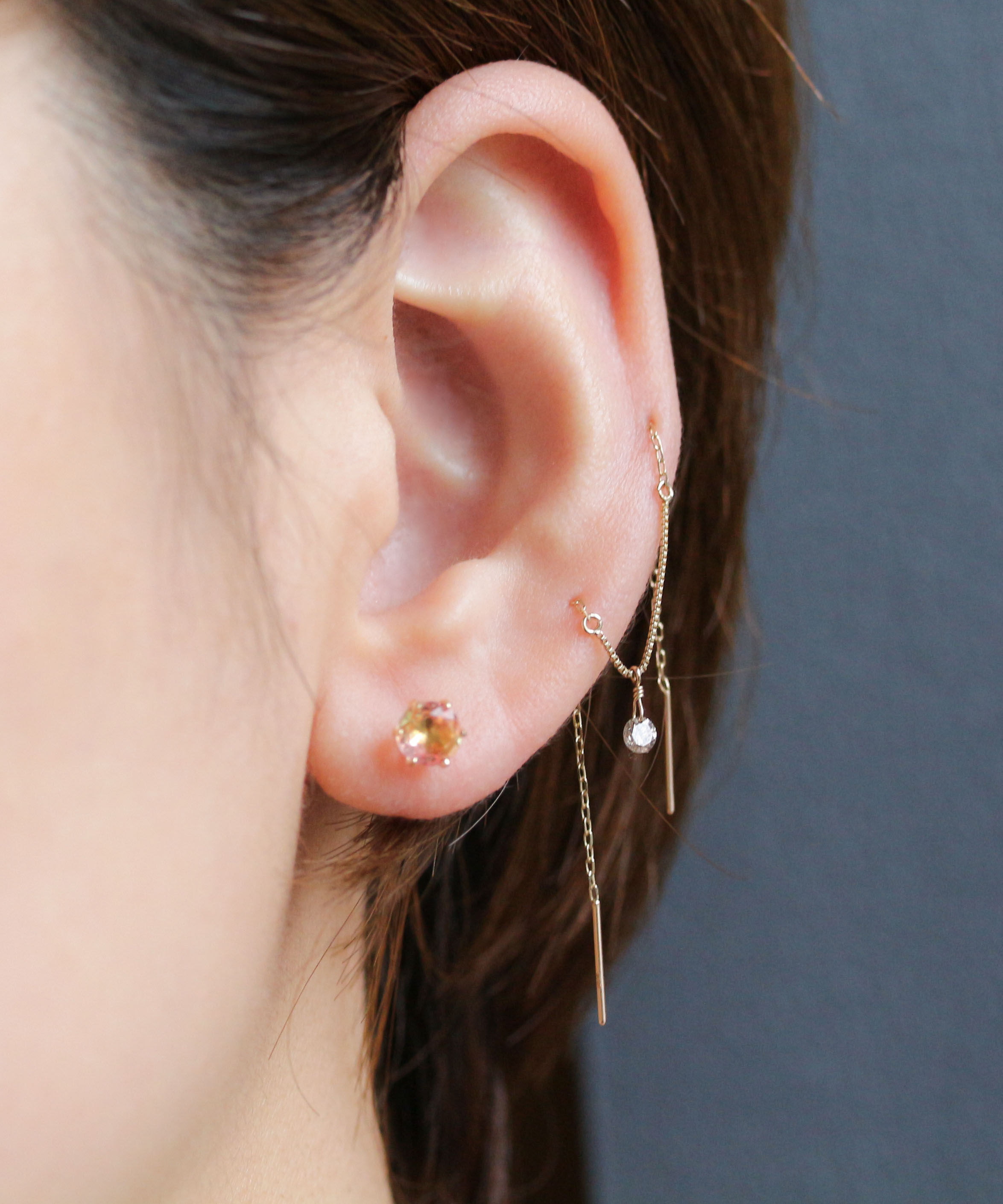  「グラデーションクリスタル ピアス | K10YG」|ピアス|