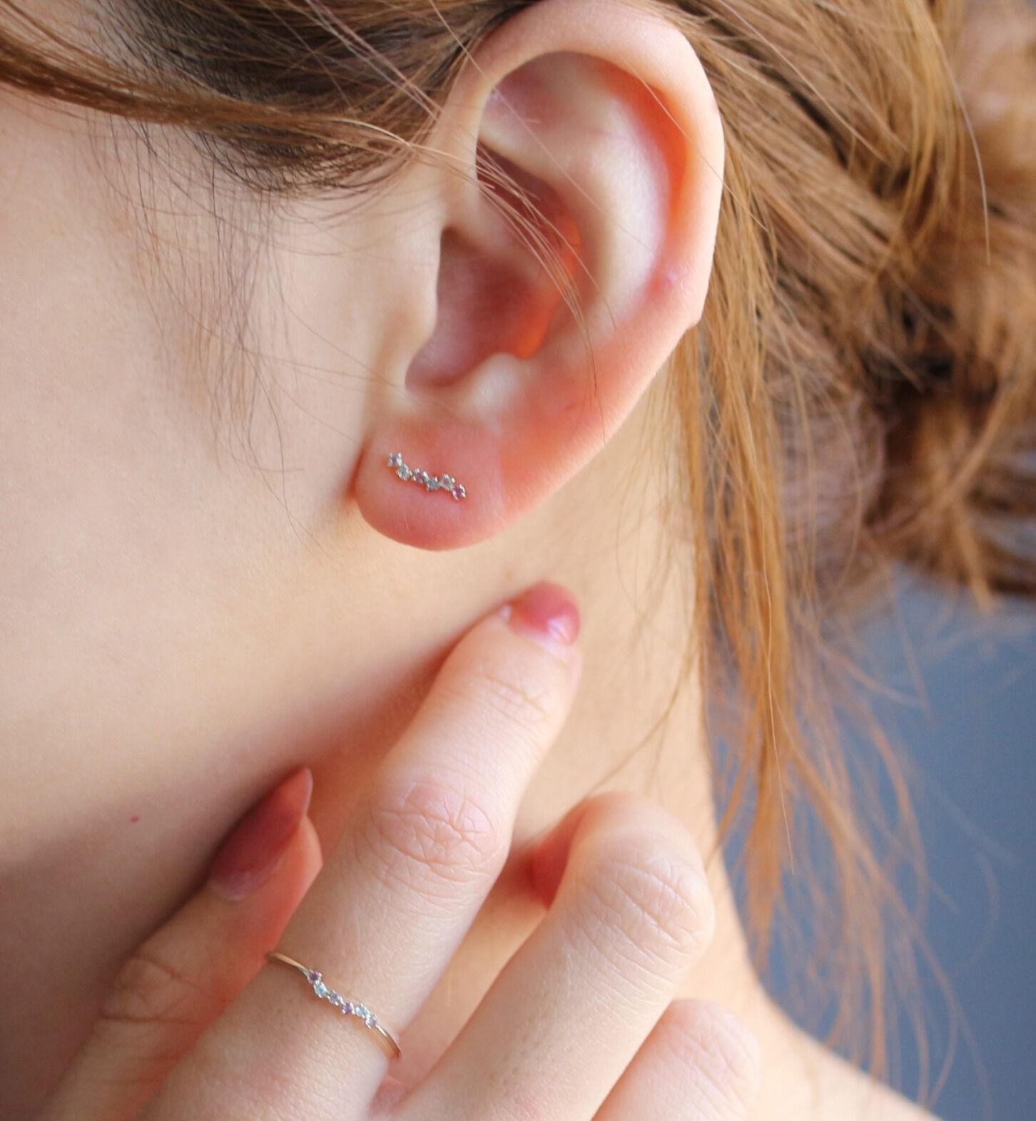  「マルチカラーブルーストーン ピアス  | K10YG」|ピアス|