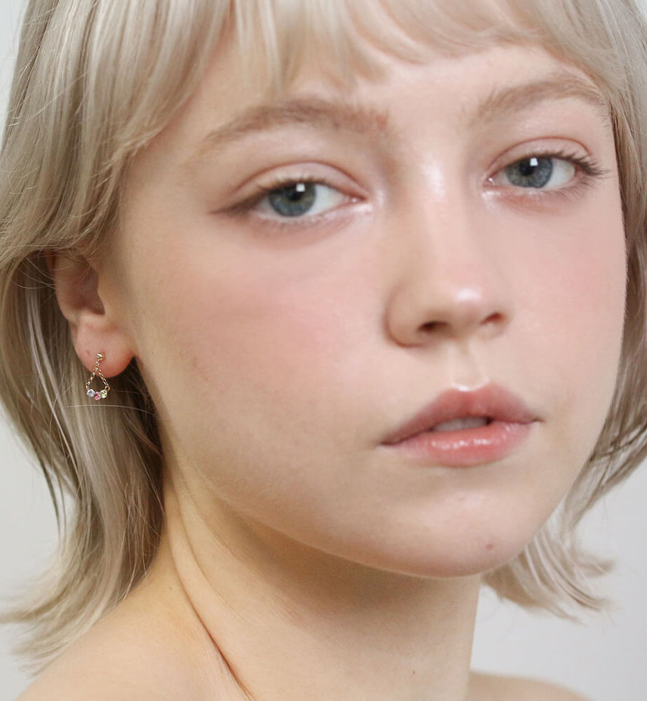  「マルチカラーストーン ピアス | K10YG」|ピアス|