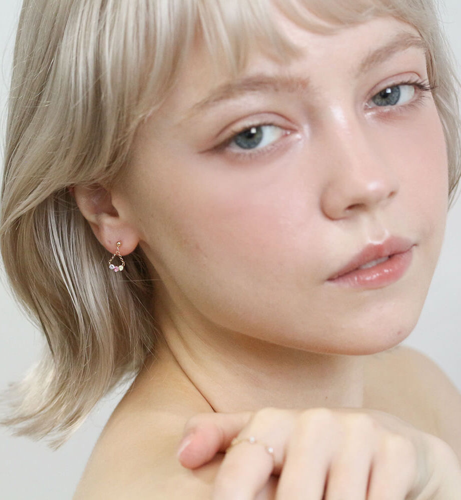  「マルチカラーストーン ピアス | K10YG」|ピアス|