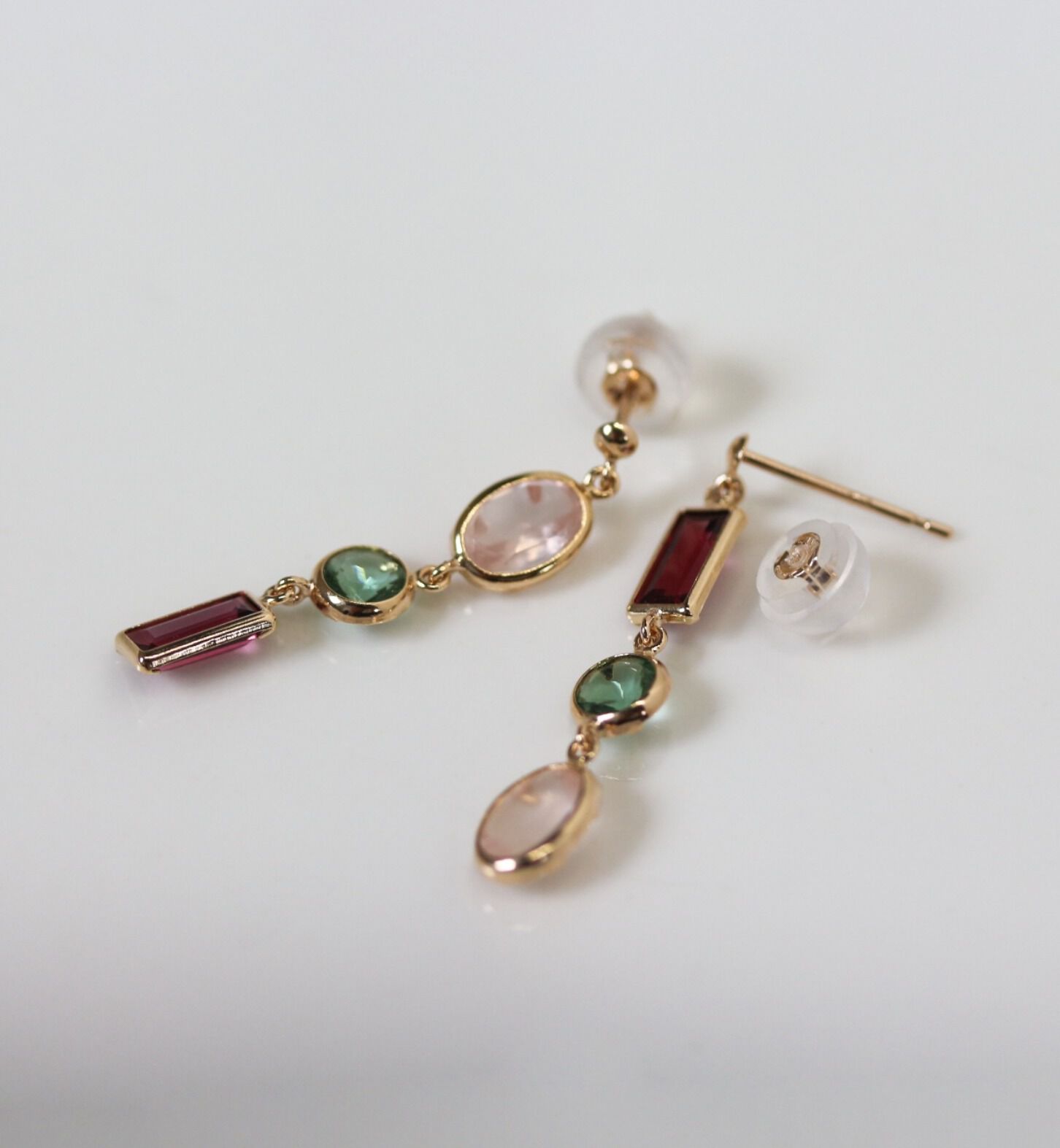  「マルチカラー ストーン ピアス | K10YG」|ピアス|