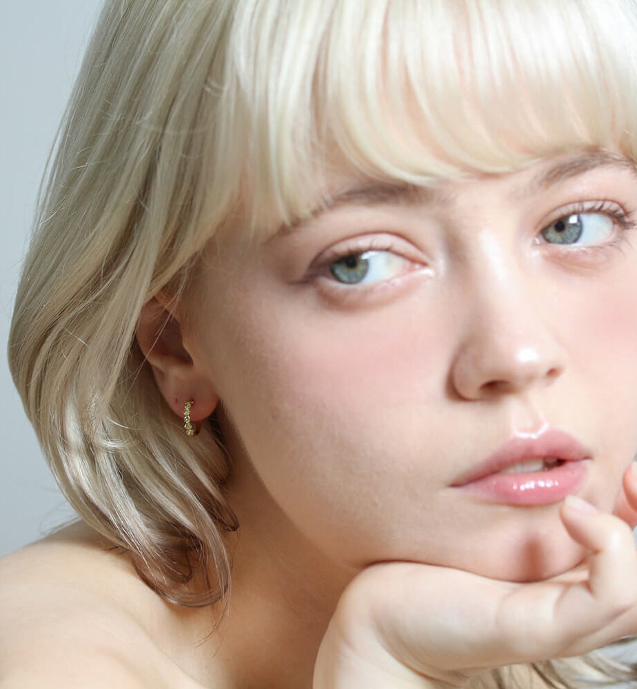  「ペリドット スナップ フープ ピアス  | K10YG」|ピアス|