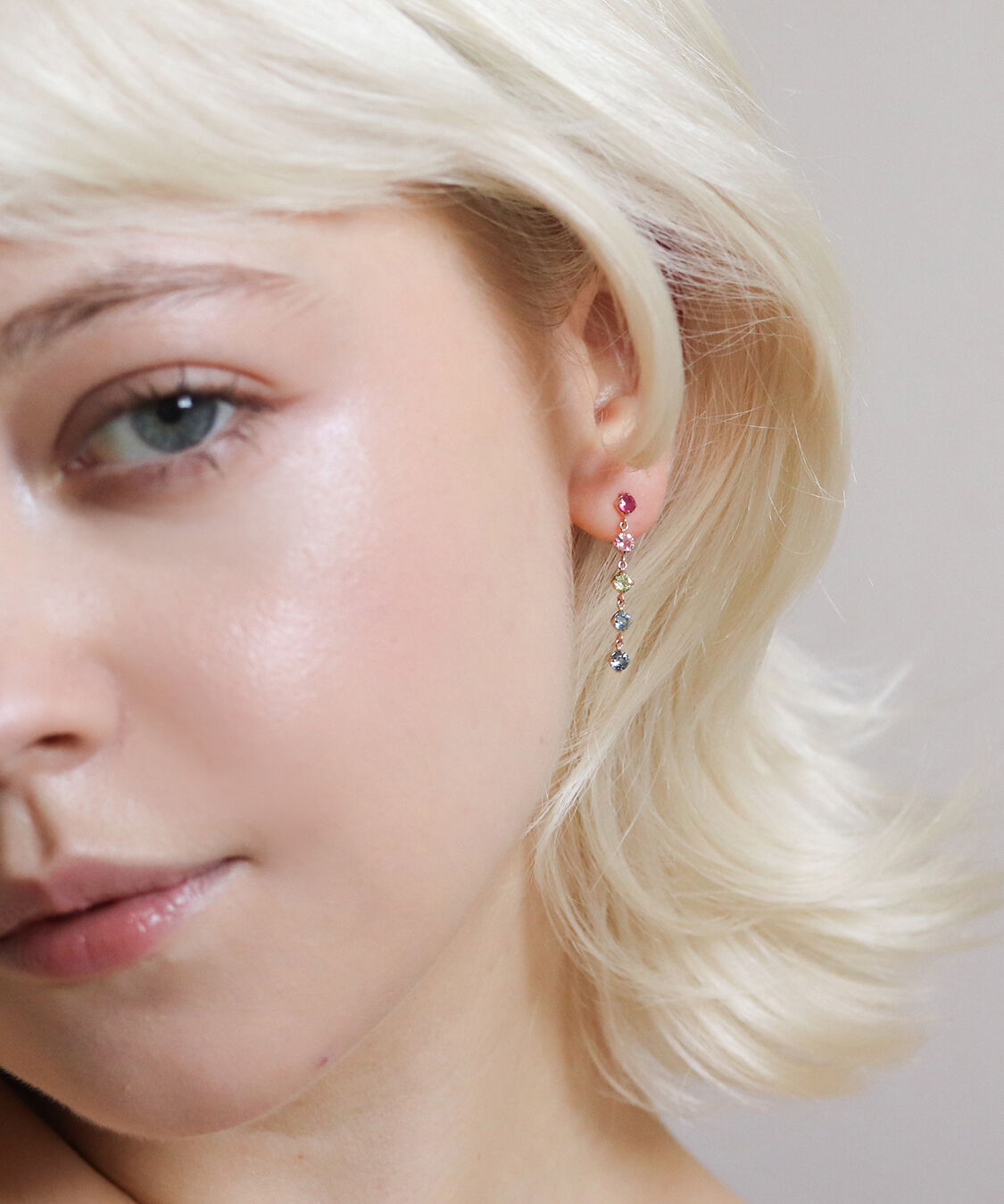  「マルチカラー ストーン ピアス | K10YG」|ピアス|