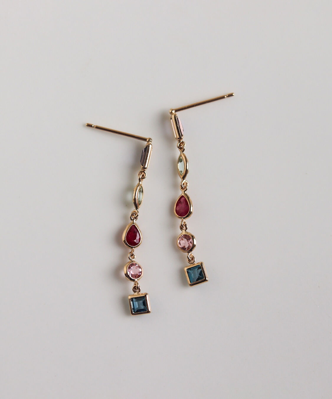  「マルチカラー ストーン ピアス | K10YG」|ピアス|