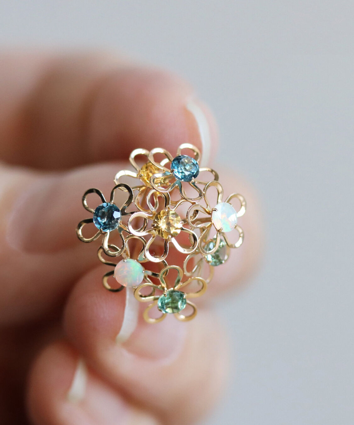  「カラーストーン フラワー ピアス | K10YG」|ピアス|