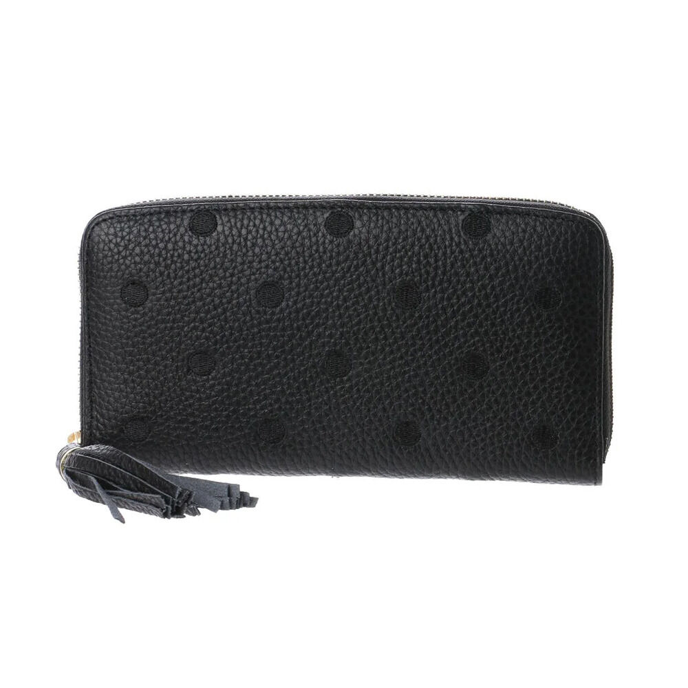 BACKYARD FAMILY「perche ペルケ 財布 08-06-02970 通販 牛革ドット刺繍ラウンド長財布 長財布」|その他|ブラック1