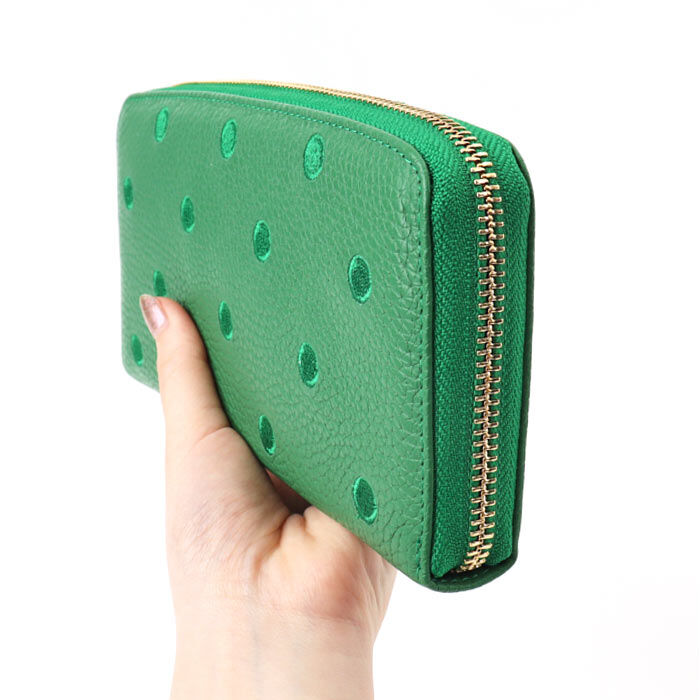 BACKYARD FAMILY「perche ペルケ 財布 08-06-02970 通販 牛革ドット刺繍ラウンド長財布 長財布」|その他|