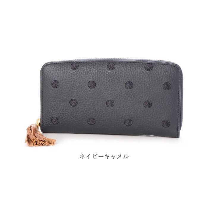 BACKYARD FAMILY「perche ペルケ 財布 08-06-02970 通販 牛革ドット刺繍ラウンド長財布 長財布」|その他|