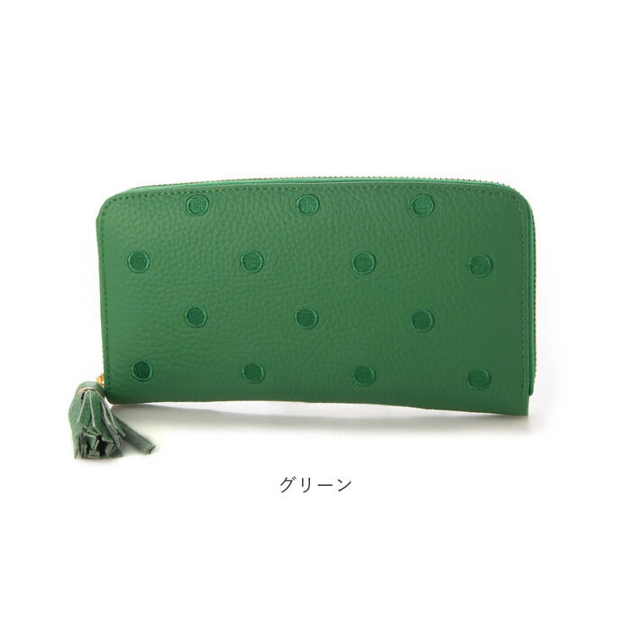 BACKYARD FAMILY「perche ペルケ 財布 08-06-02970 通販 牛革ドット刺繍ラウンド長財布 長財布」|その他|